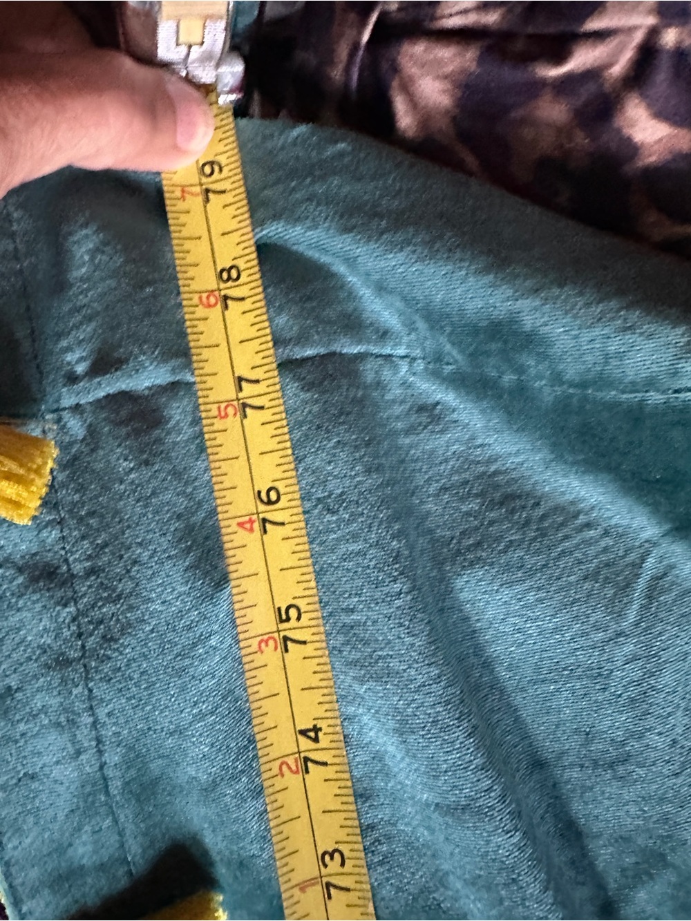 Opalhouse Teal velvet Fabric with lime/green color Label Accent - Picture 4 of 8